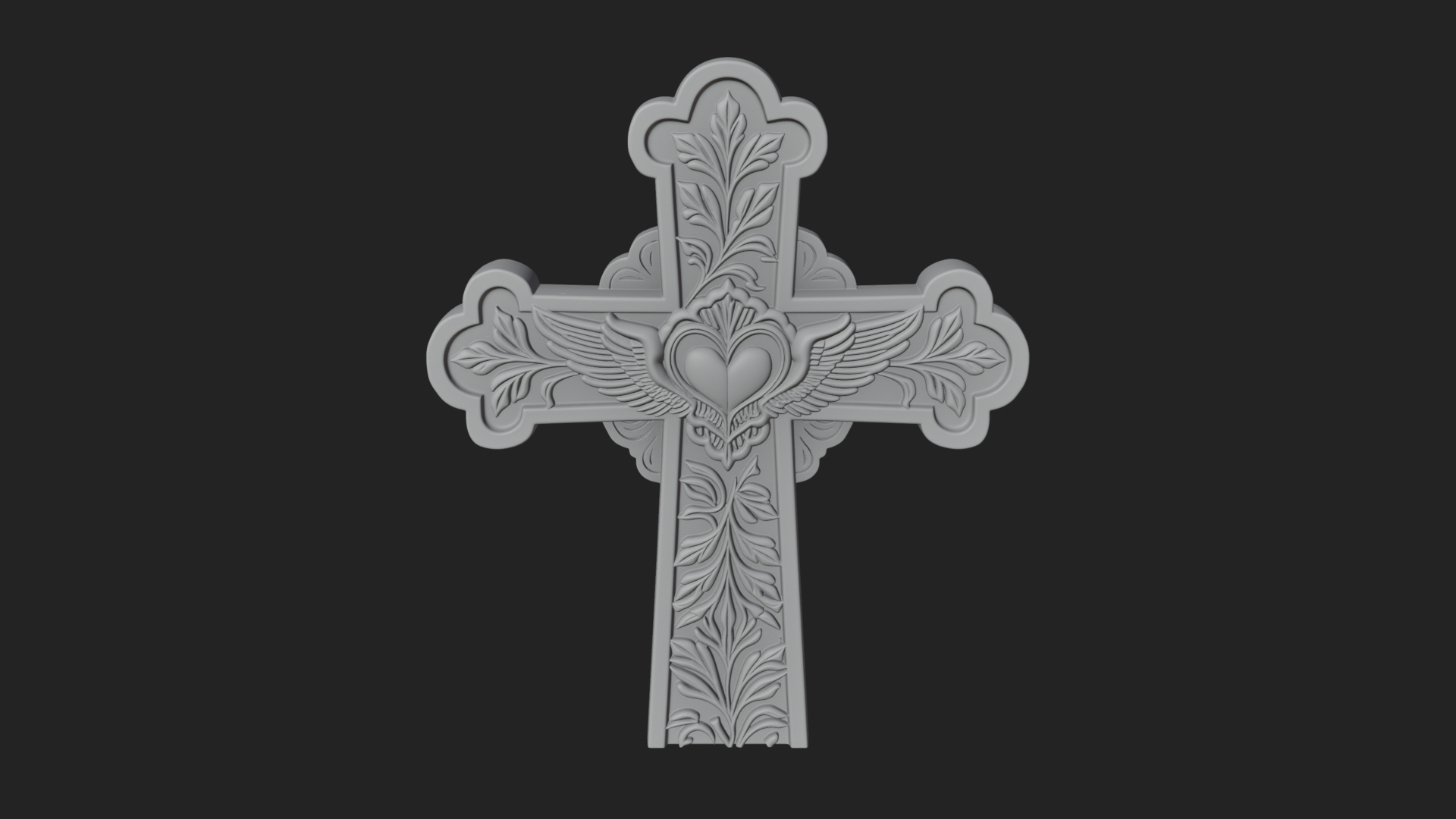 Carved Relief Wall Cross Design 11 3D Print Model 3D Model
