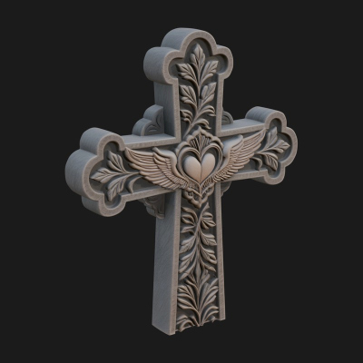 Carved Relief Wall Cross Design 11 3D Print Model
