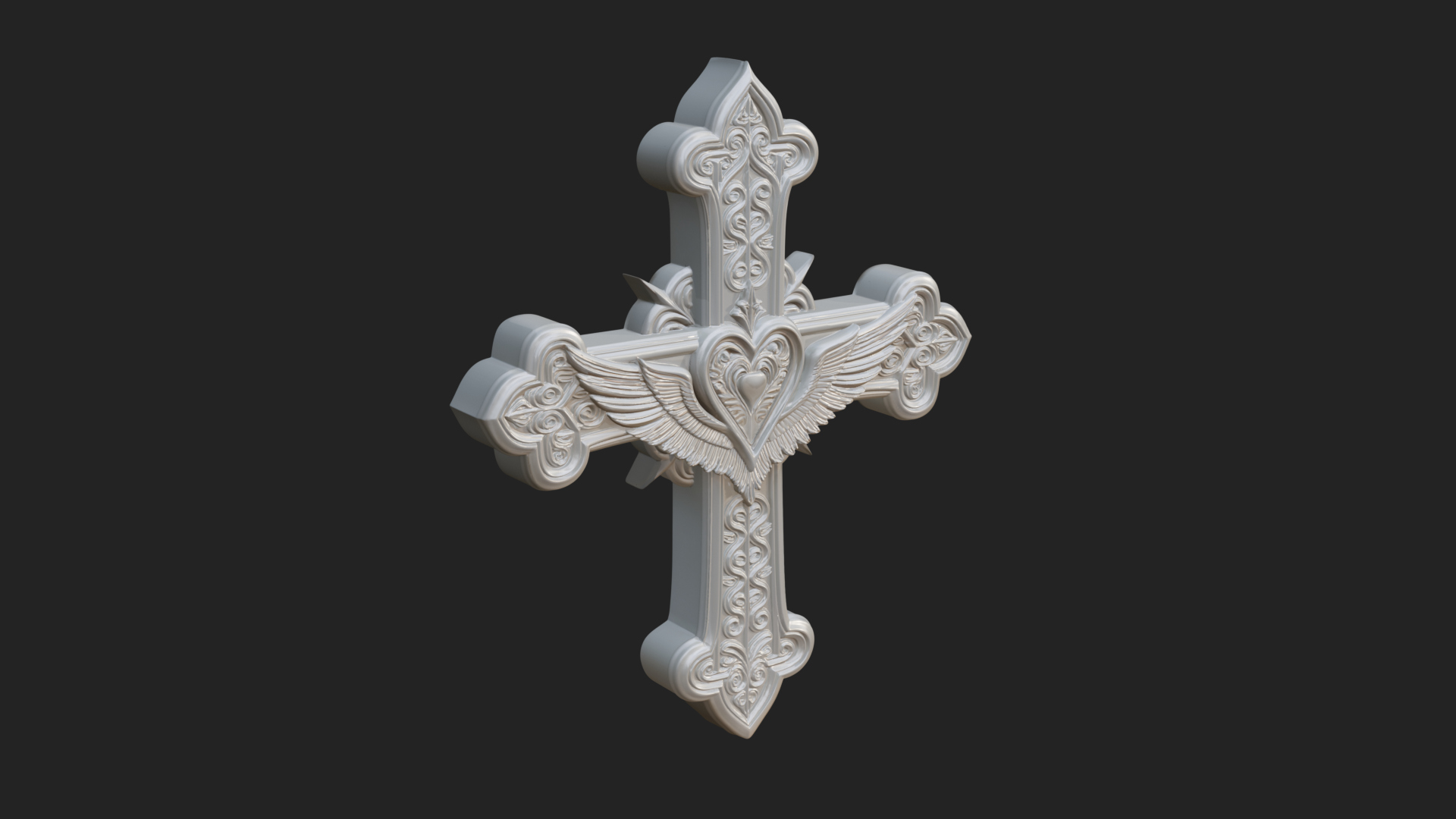 Carved Relief Wall Cross Design 112 3D Print Model 3D Model