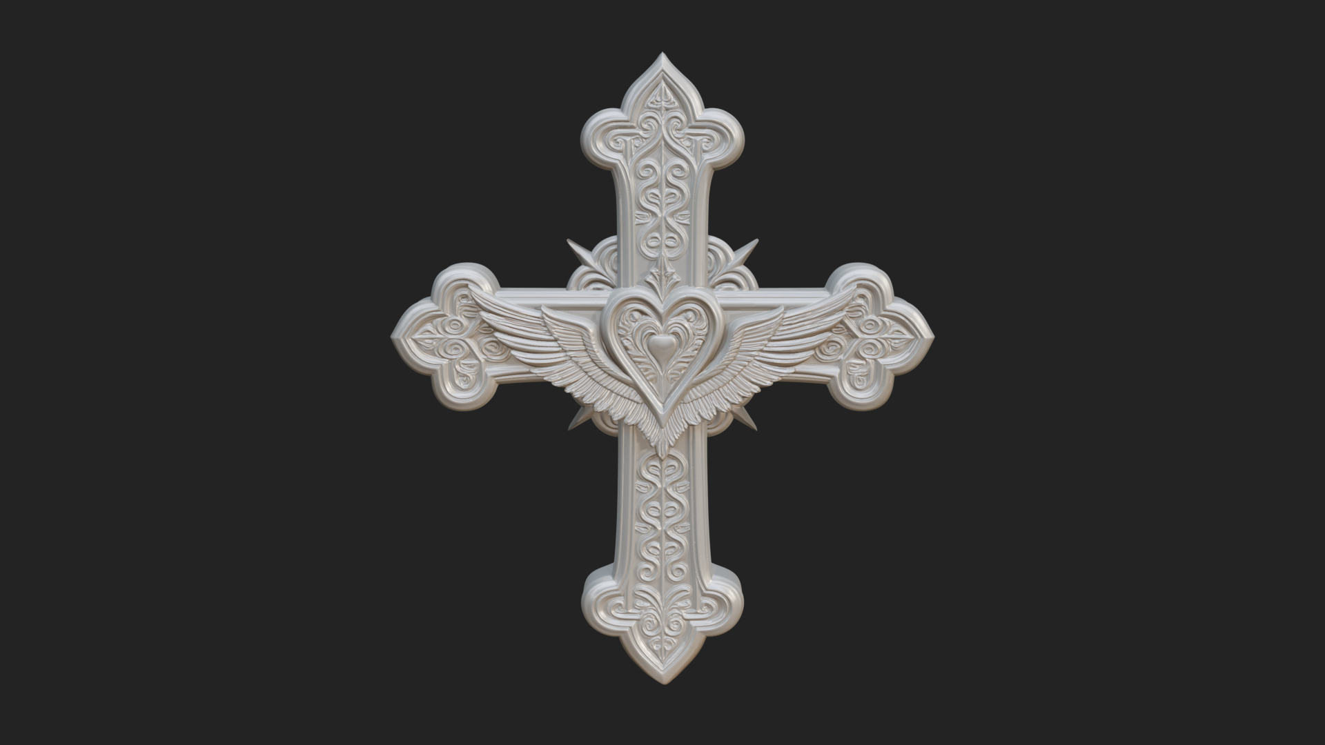 Carved Relief Wall Cross Design 112 3D Print Model 3D Model