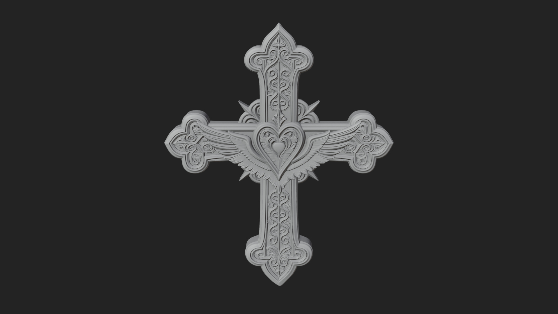 Carved Relief Wall Cross Design 112 3D Print Model 3D Model