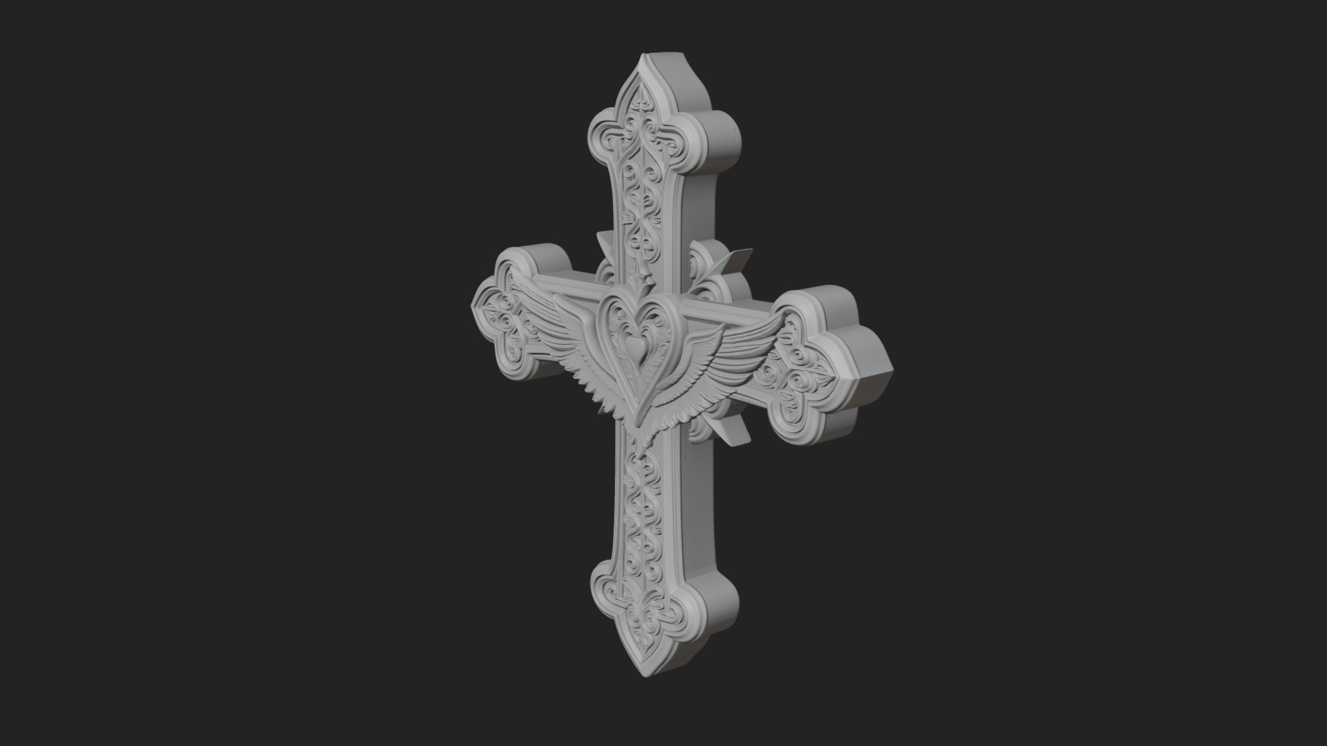 Carved Relief Wall Cross Design 112 3D Print Model 3D Model