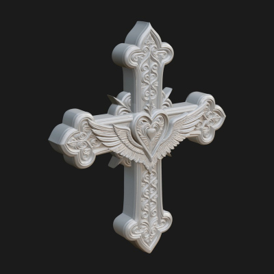 Carved Relief Wall Cross Design 112 3D Print Model