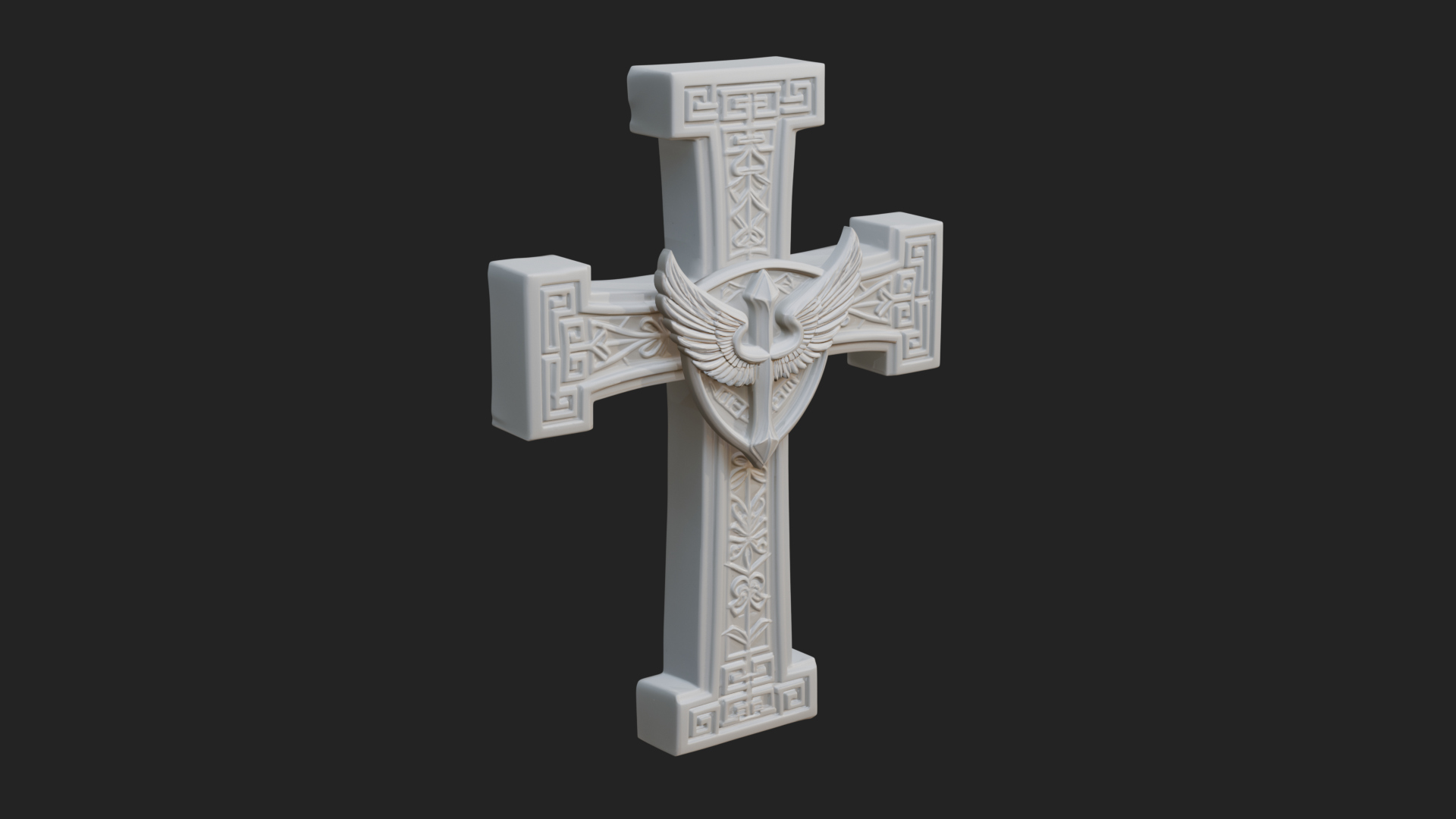 Carved Relief Wall Cross Design 113 3D Print Model 3D Model