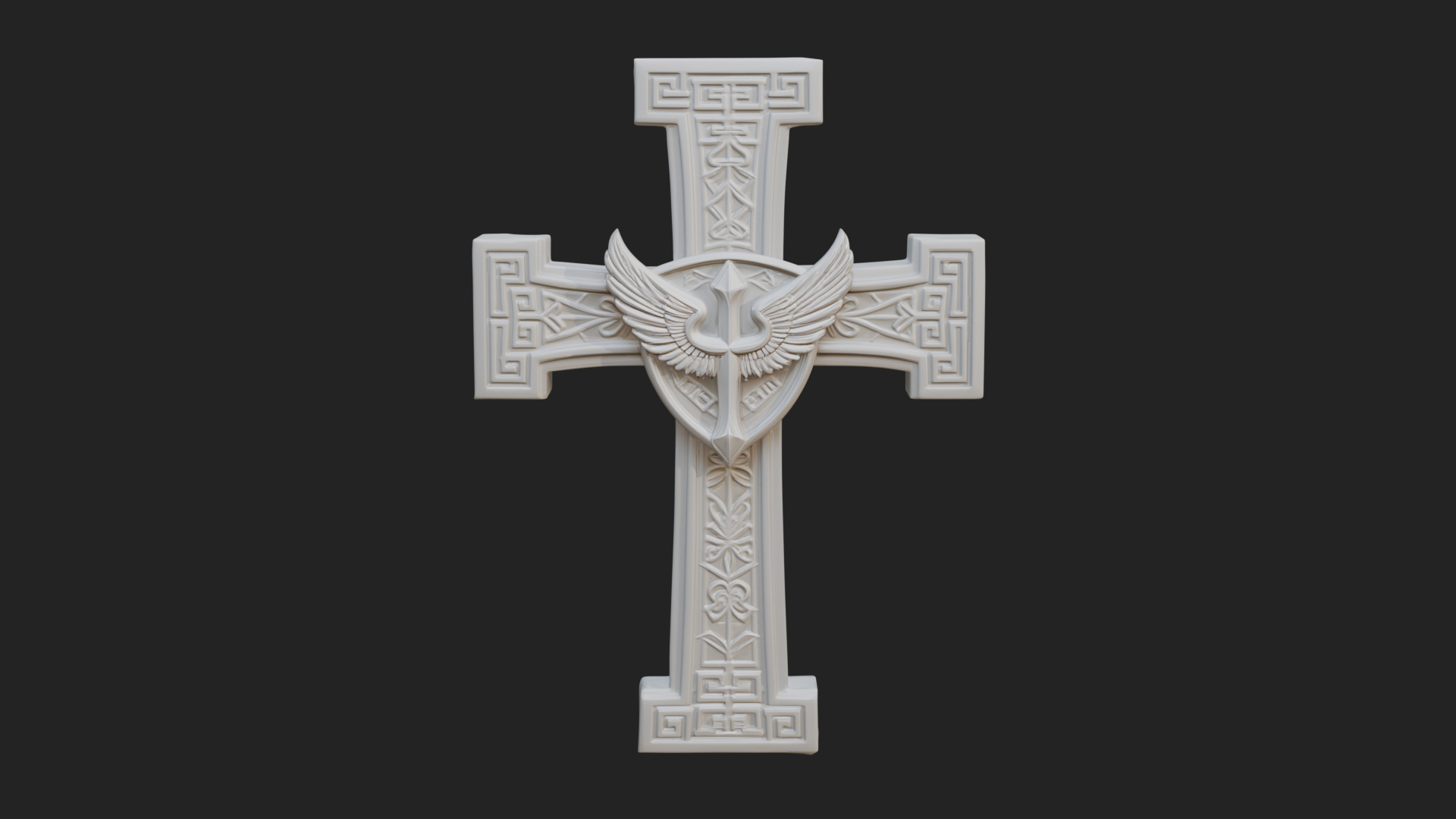 Carved Relief Wall Cross Design 113 3D Print Model 3D Model