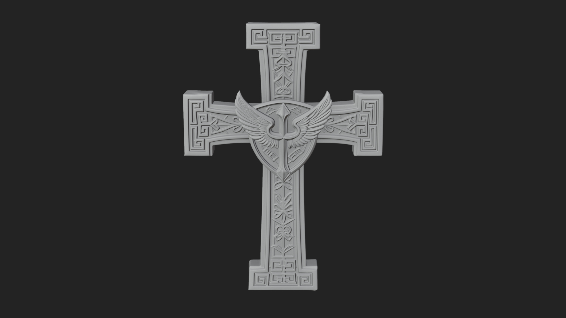 Carved Relief Wall Cross Design 113 3D Print Model 3D Model