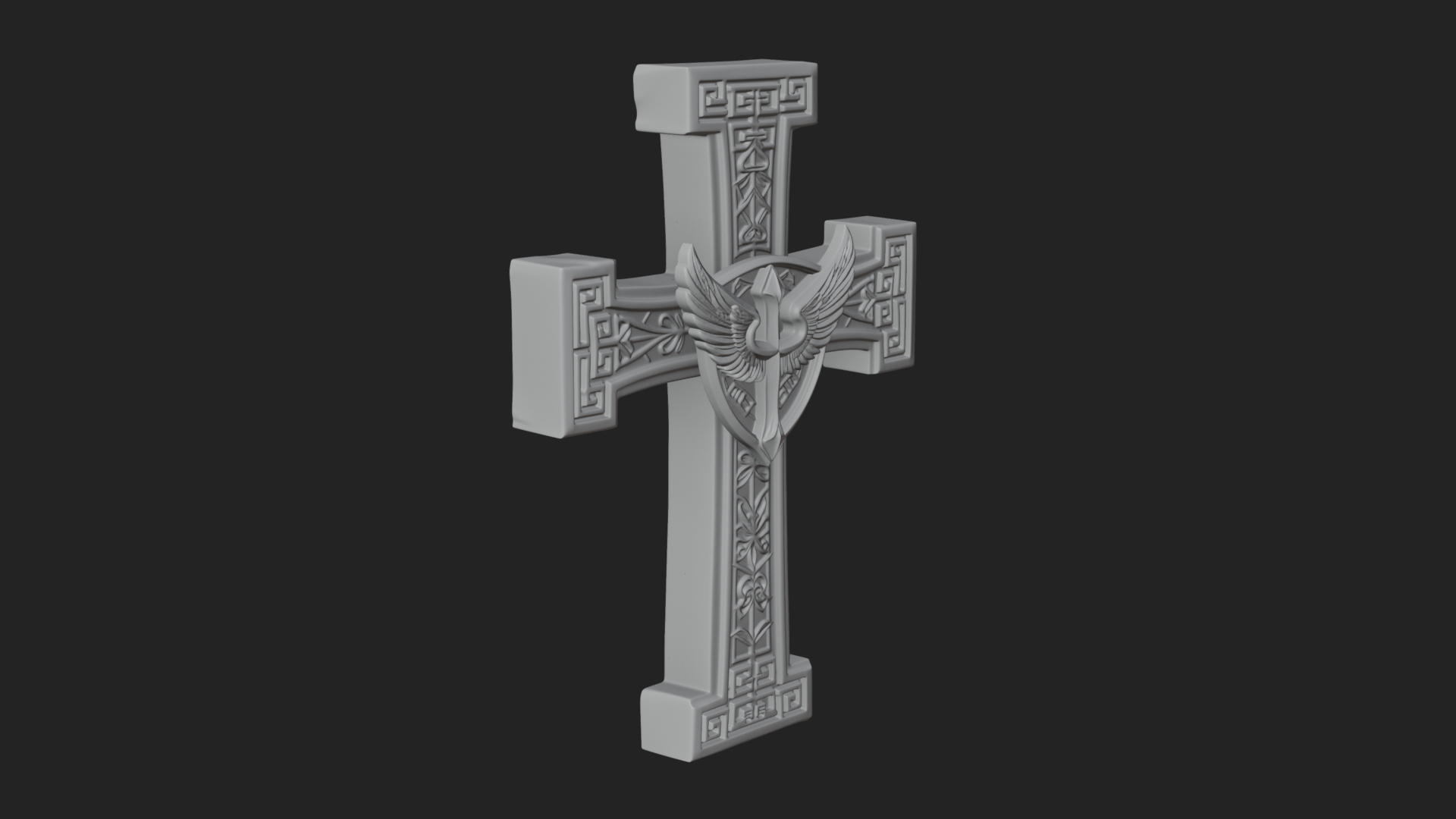Carved Relief Wall Cross Design 113 3D Print Model 3D Model