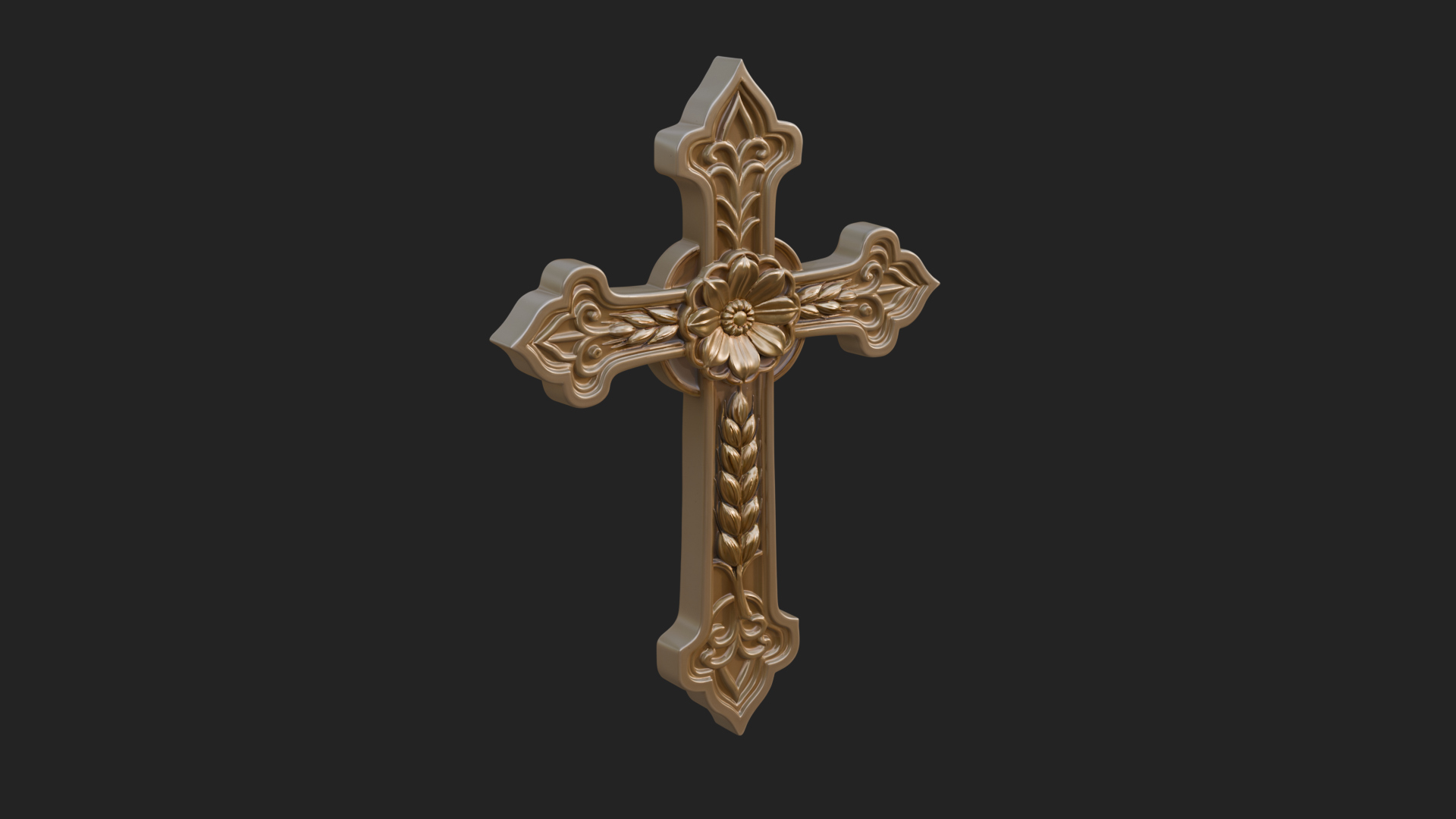 Carved Relief Wall Cross Design 114 3D Print Model 3D Model