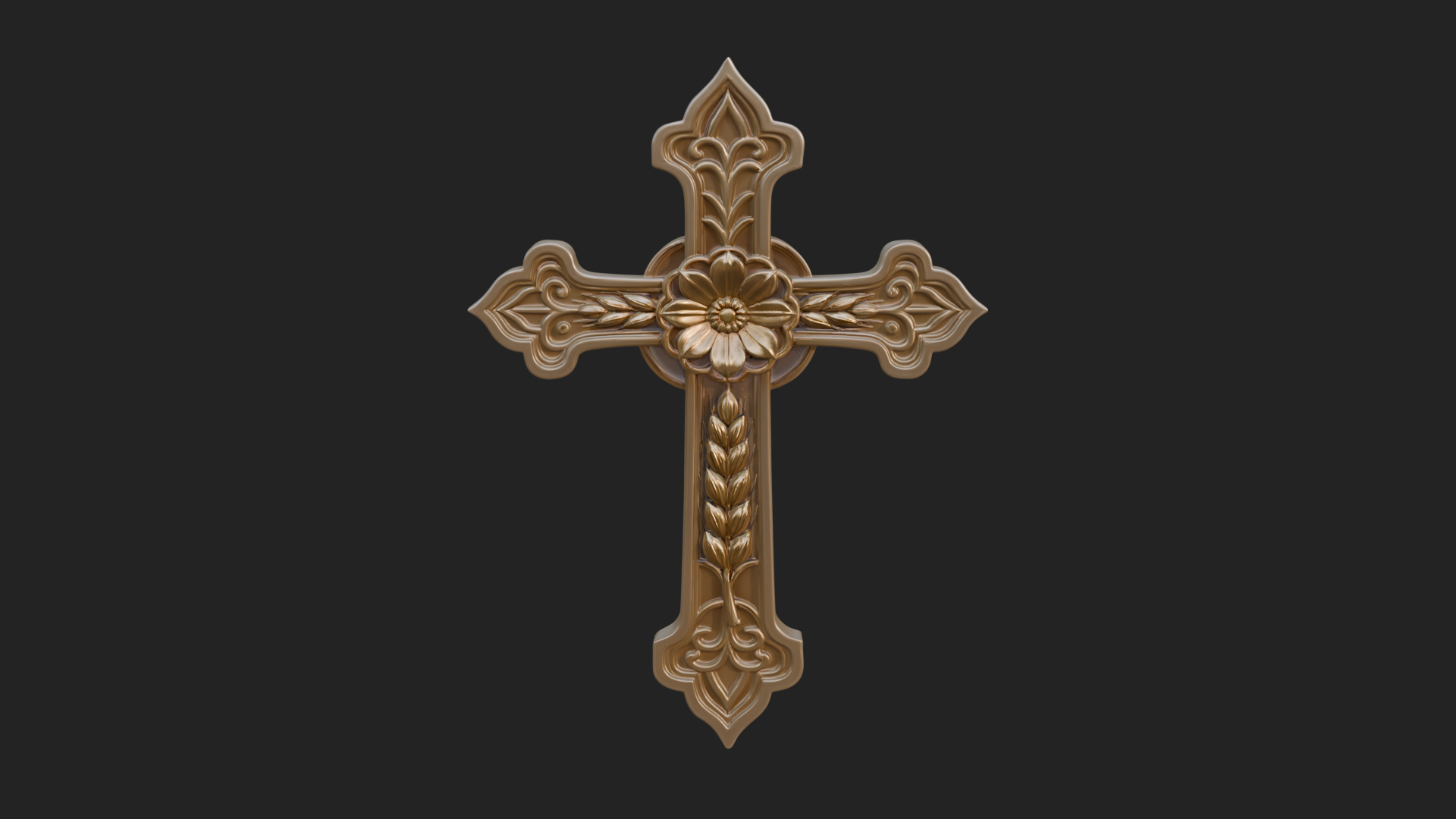 Carved Relief Wall Cross Design 114 3D Print Model 3D Model