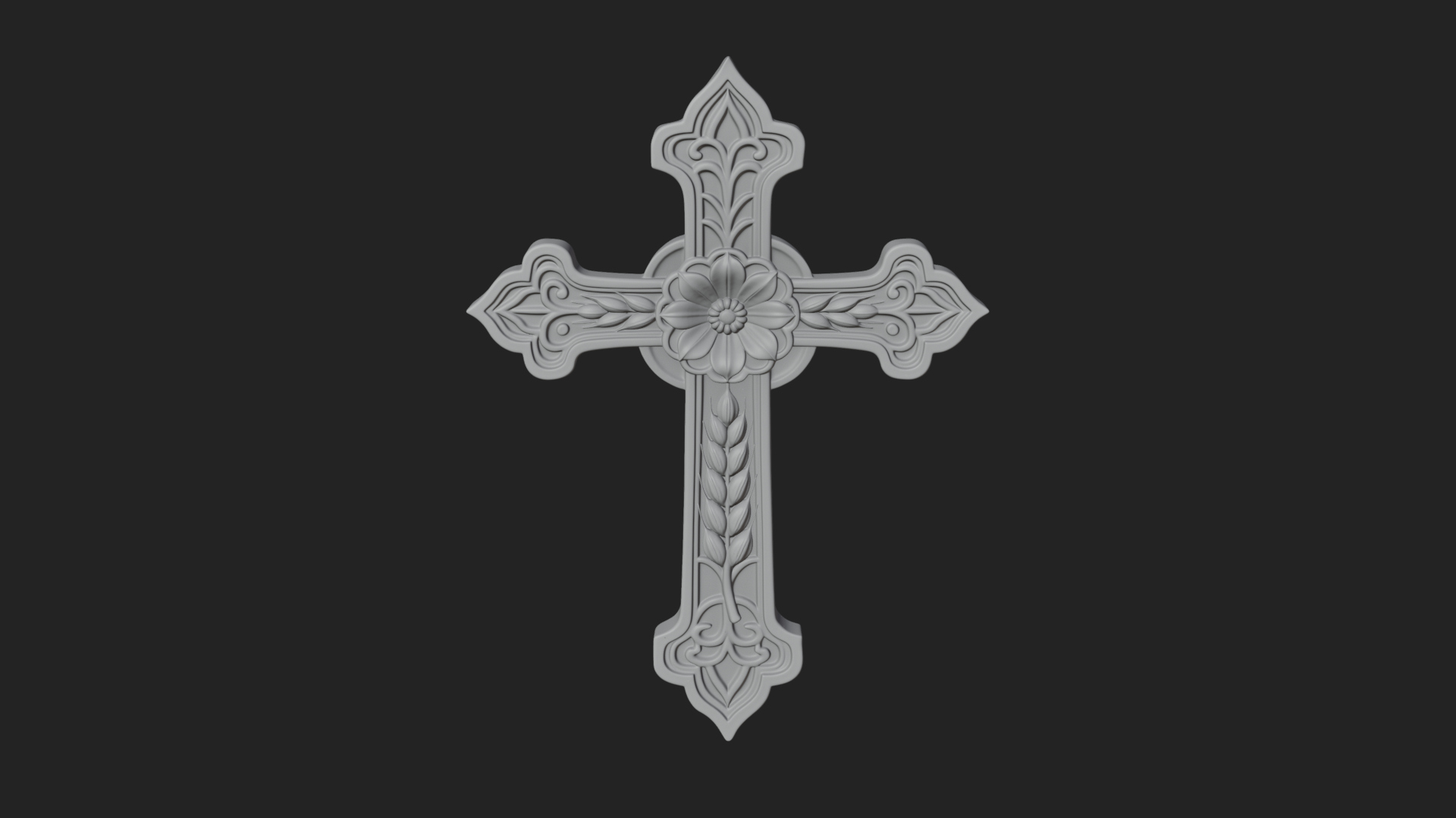 Carved Relief Wall Cross Design 114 3D Print Model 3D Model