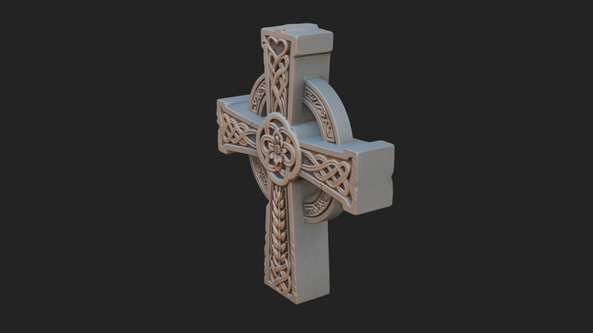Carved Relief Wall Cross Design 115 3D Print Model 3D Model