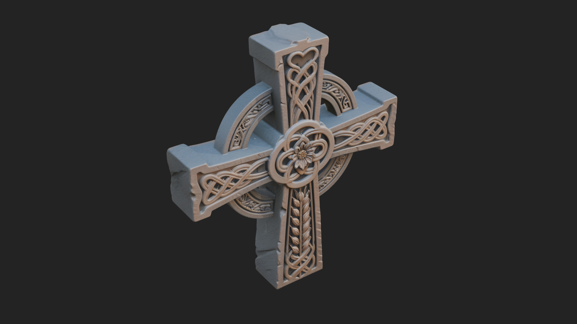 Carved Relief Wall Cross Design 115 3D Print Model 3D Model
