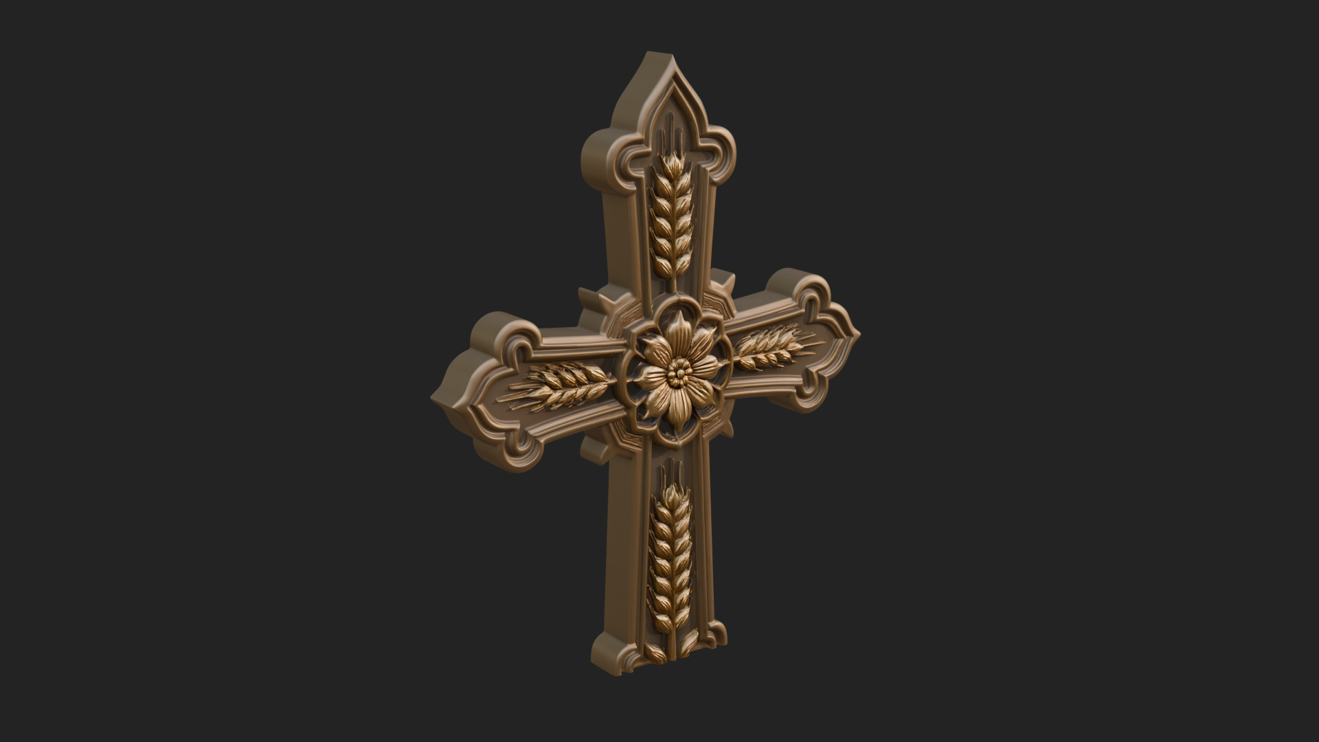 Carved Relief Wall Cross Design 116 3D Print Model 3D Model
