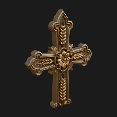 Carved Relief Wall Cross Design 116 3D Print Model