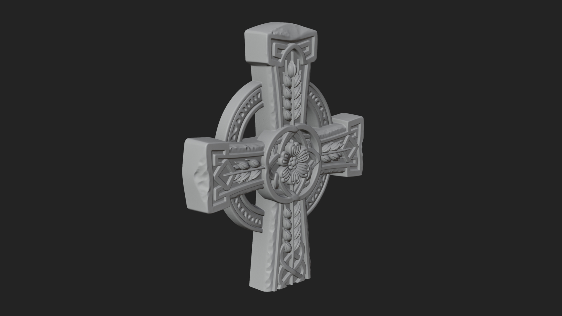 Carved Relief Wall Cross Design 118 3D Print Model 3D Model