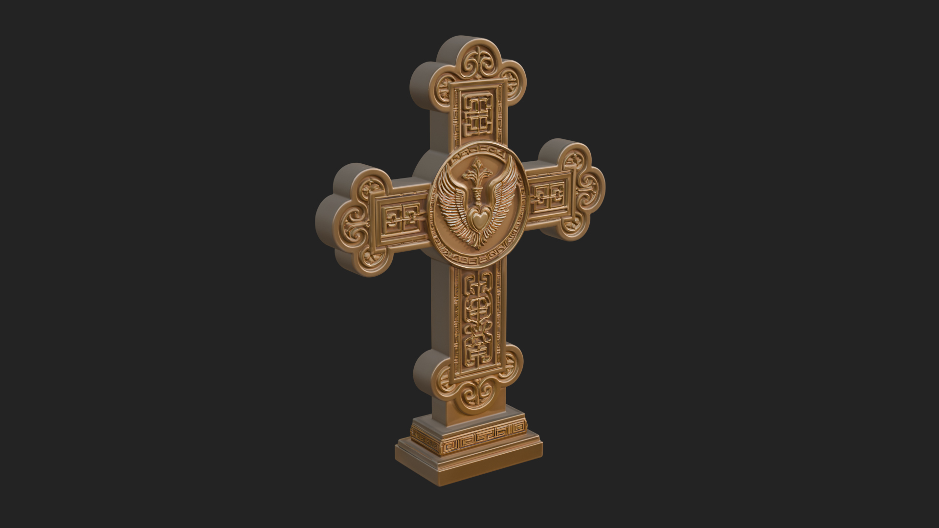 Carved Relief Wall Cross Design 12 3D Print Model 3D Model