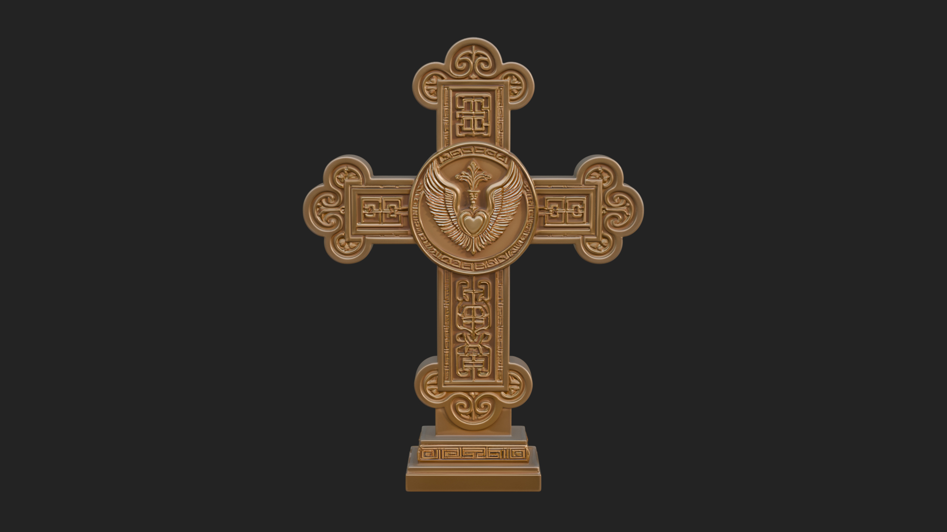 Carved Relief Wall Cross Design 12 3D Print Model 3D Model