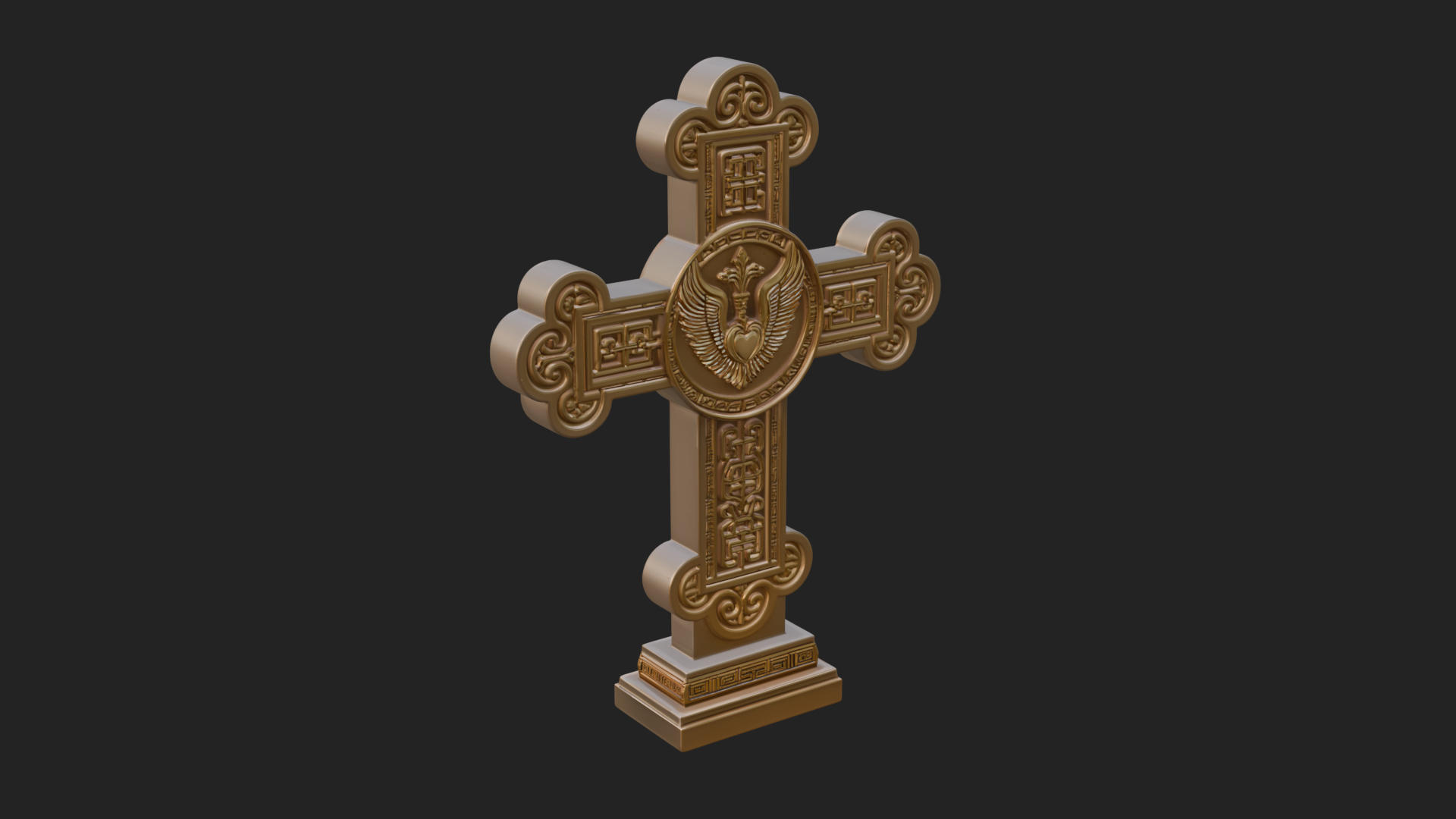 Carved Relief Wall Cross Design 12 3D Print Model 3D Model