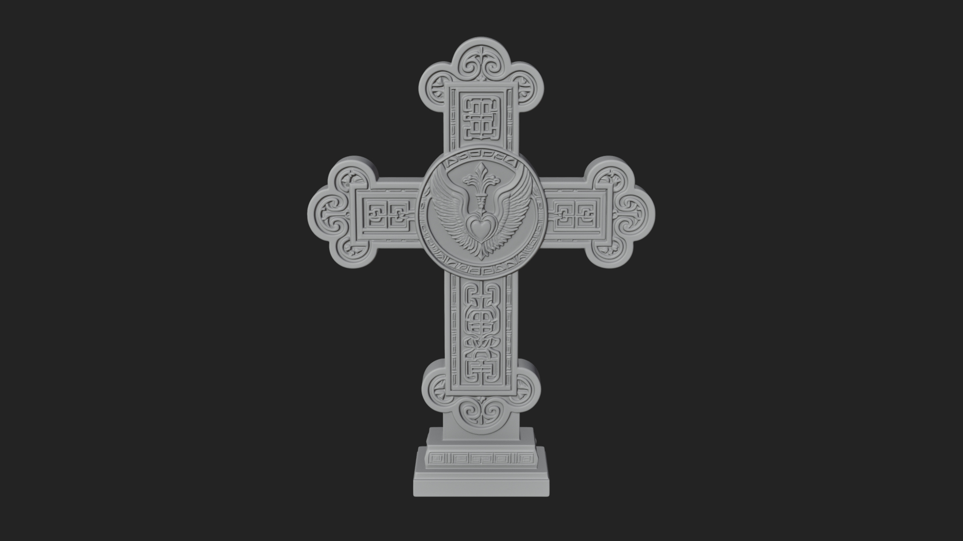 Carved Relief Wall Cross Design 12 3D Print Model 3D Model