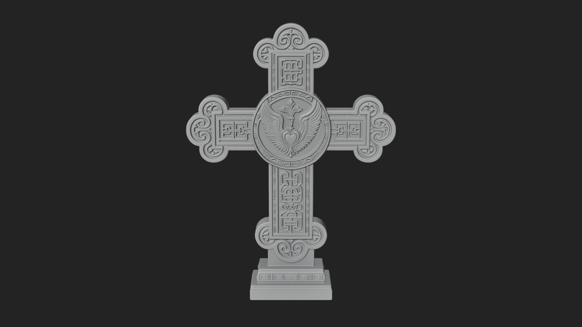 Carved Relief Wall Cross Design 12 3D Print Model 3D Model