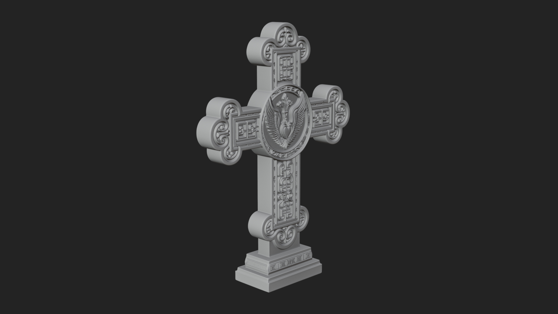 Carved Relief Wall Cross Design 12 3D Print Model 3D Model