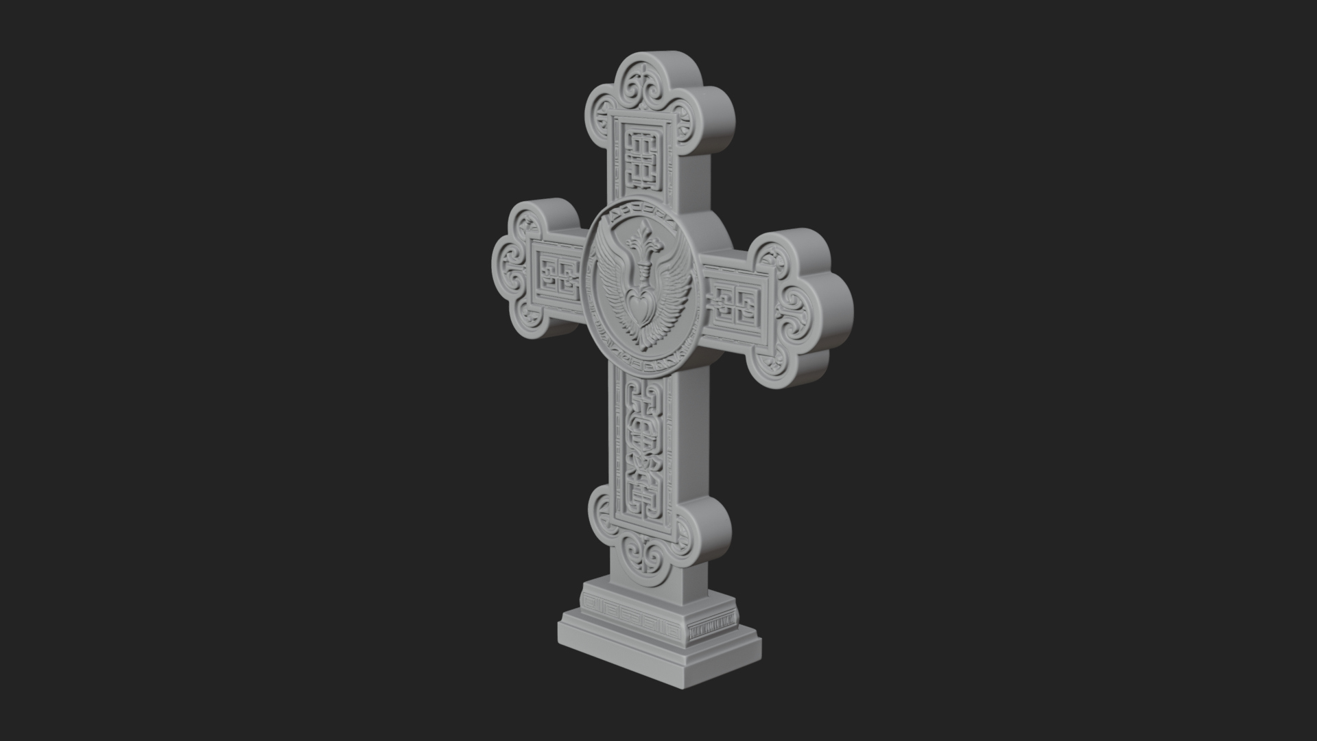 Carved Relief Wall Cross Design 12 3D Print Model 3D Model