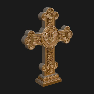 Carved Relief Wall Cross Design 12 3D Print Model