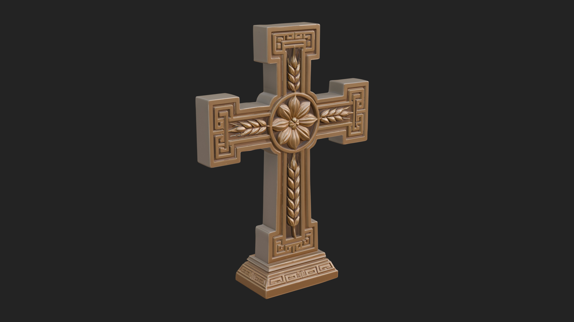Carved Relief Wall Cross Design 122 3D Print Model 3D Model
