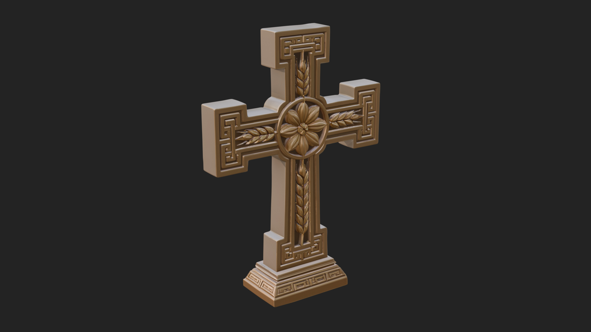 Carved Relief Wall Cross Design 122 3D Print Model 3D Model