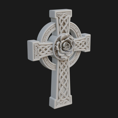 Carved Relief Wall Cross Design 123 3D Print Model