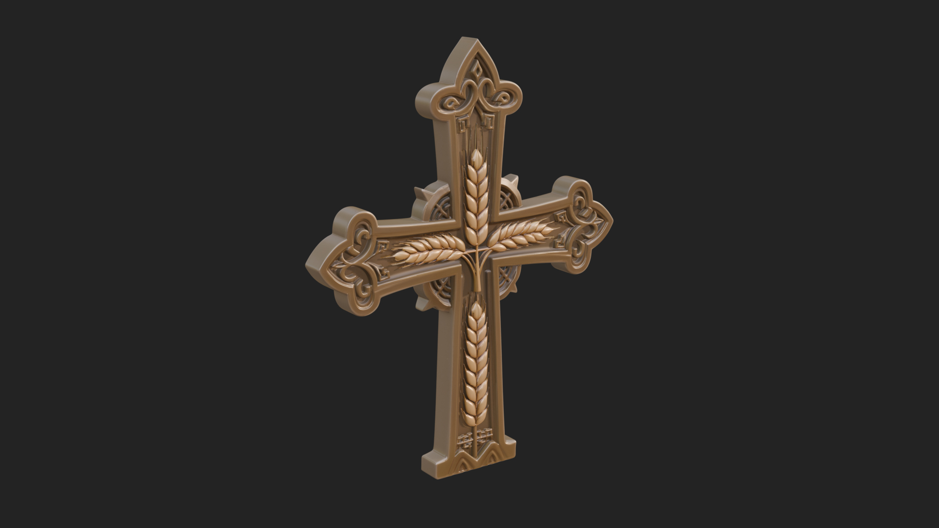 Carved Relief Wall Cross Design 124 3D Print Model 3D Model