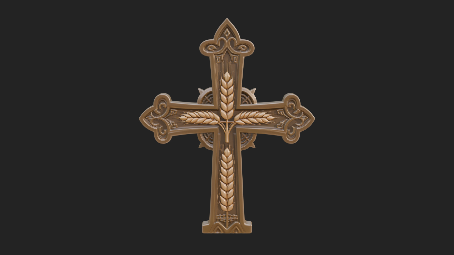 Carved Relief Wall Cross Design 124 3D Print Model 3D Model