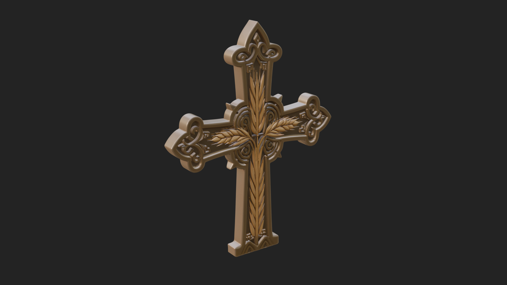 Carved Relief Wall Cross Design 124 3D Print Model 3D Model
