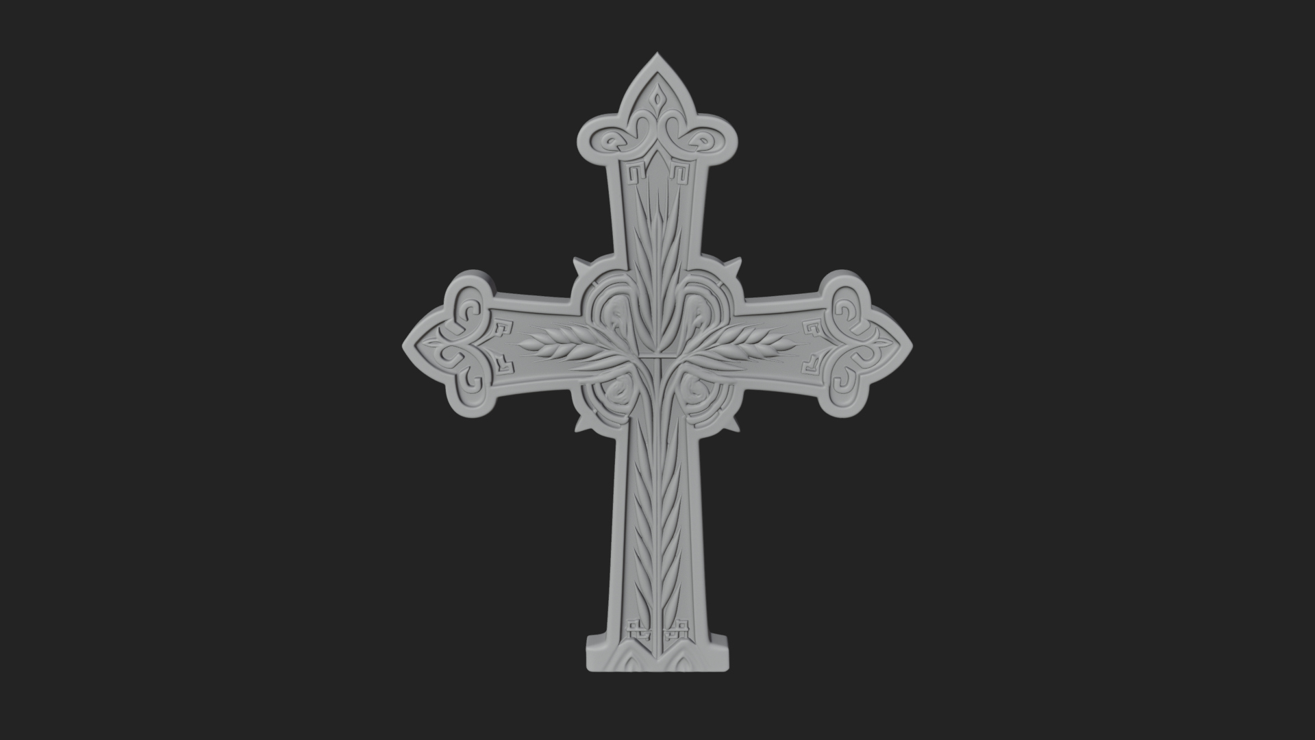 Carved Relief Wall Cross Design 124 3D Print Model 3D Model