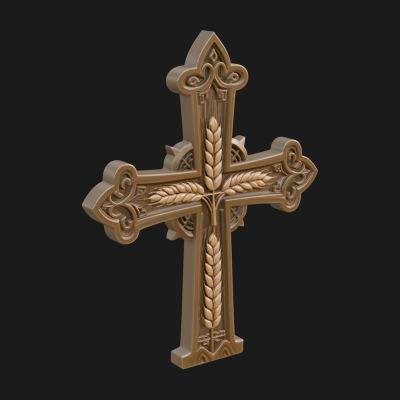 Carved Relief Wall Cross Design 124 3D Print Model