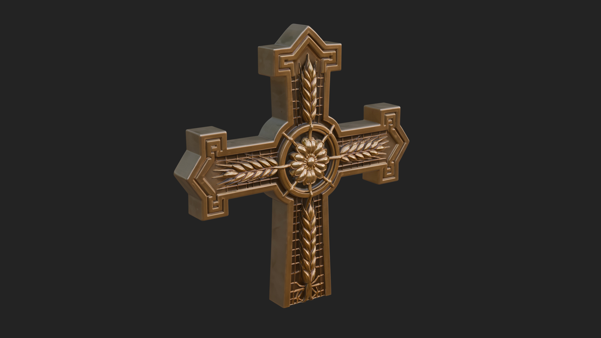 Carved Relief Wall Cross Design 125 3D Print Model 3D Model