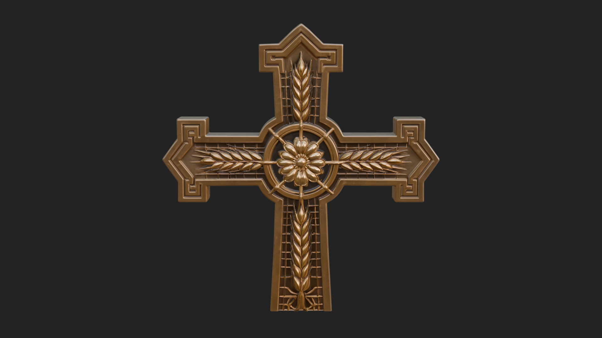 Carved Relief Wall Cross Design 125 3D Print Model 3D Model