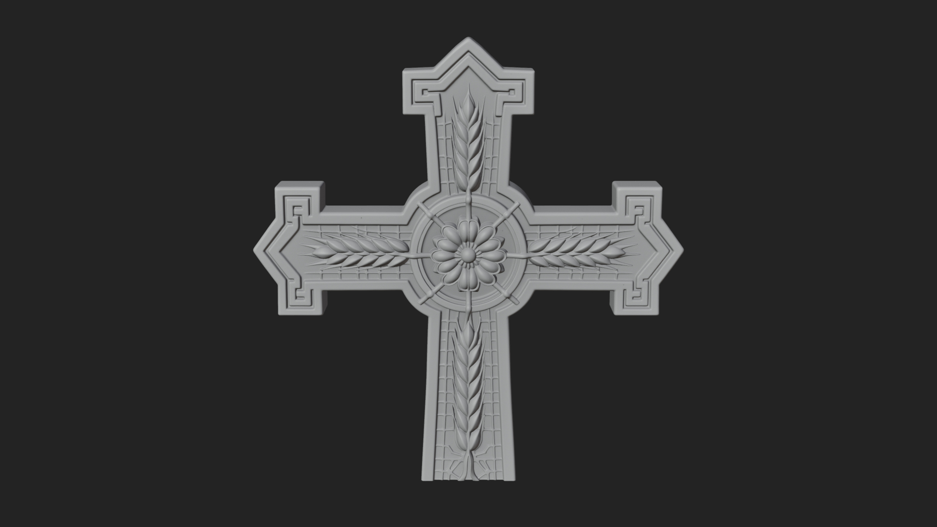Carved Relief Wall Cross Design 125 3D Print Model 3D Model