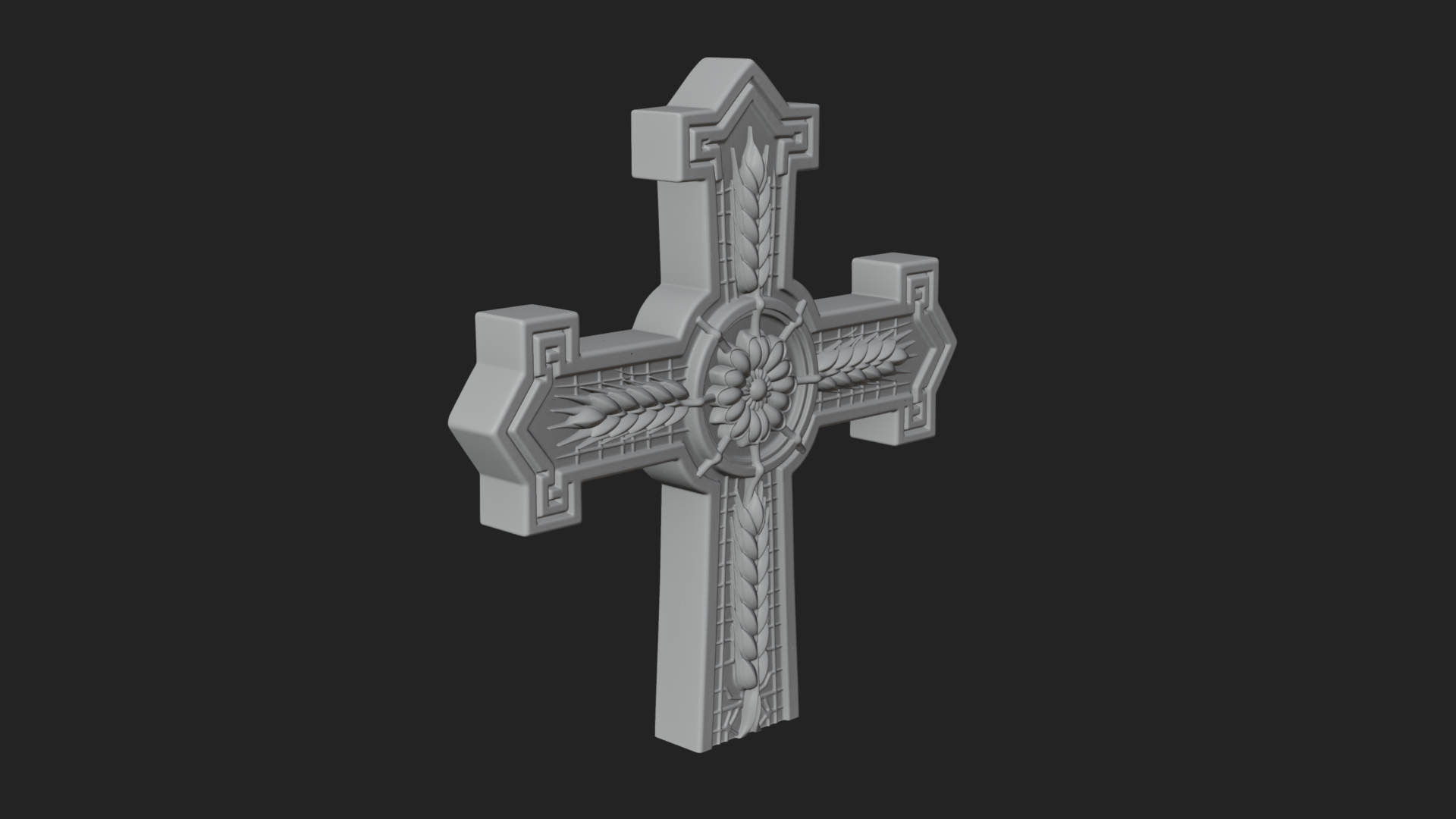 Carved Relief Wall Cross Design 125 3D Print Model 3D Model