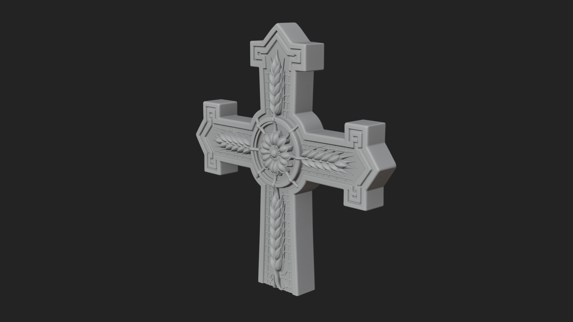 Carved Relief Wall Cross Design 125 3D Print Model 3D Model
