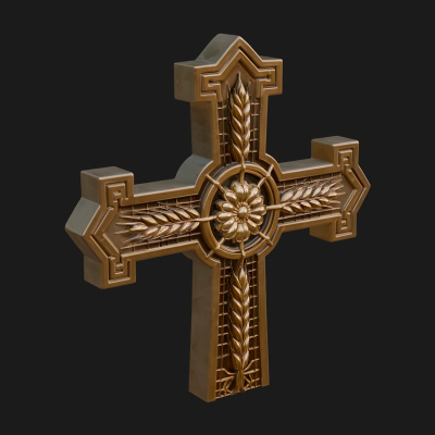 Carved Relief Wall Cross Design 125 3D Print Model