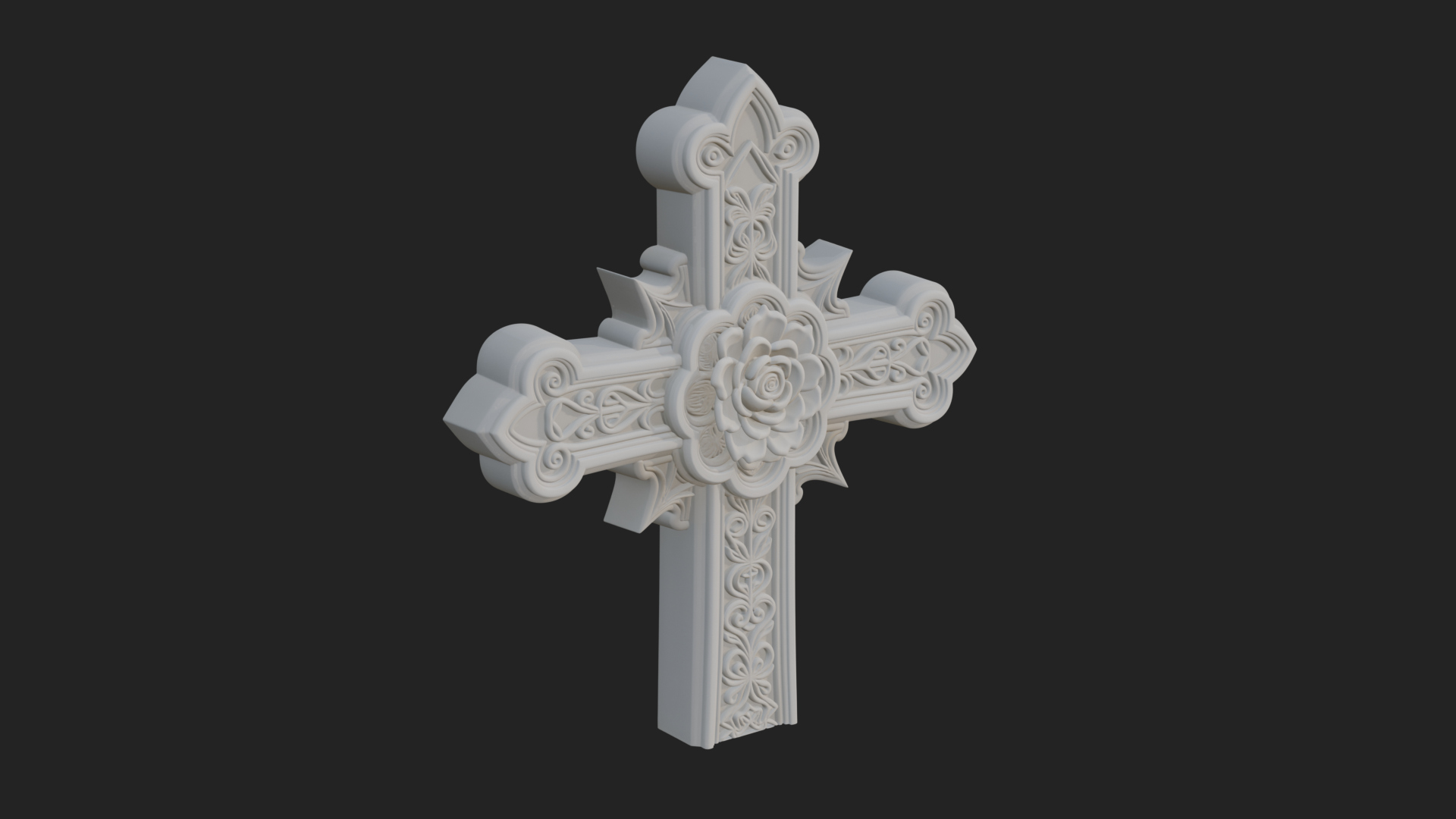 Carved Relief Wall Cross Design 126 3D Print Model 3D Model