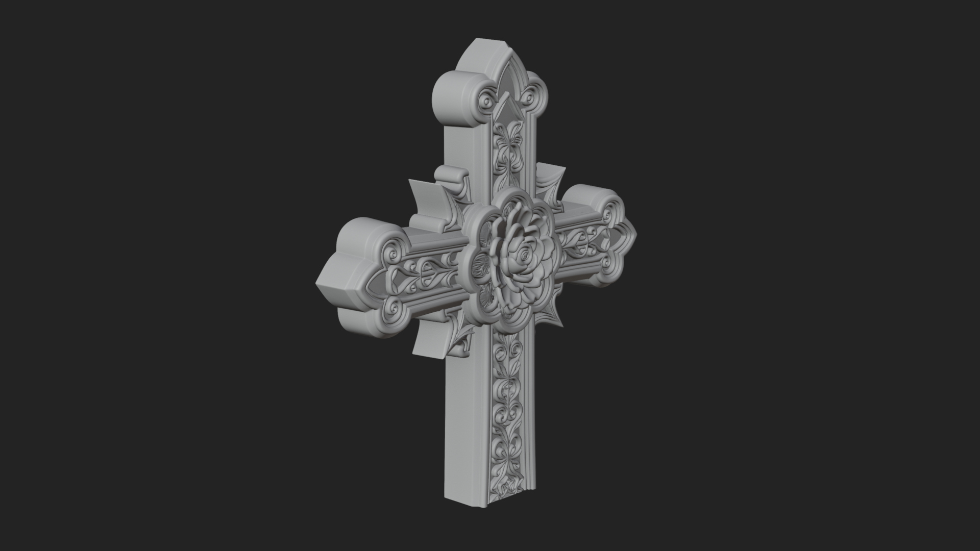Carved Relief Wall Cross Design 126 3D Print Model 3D Model