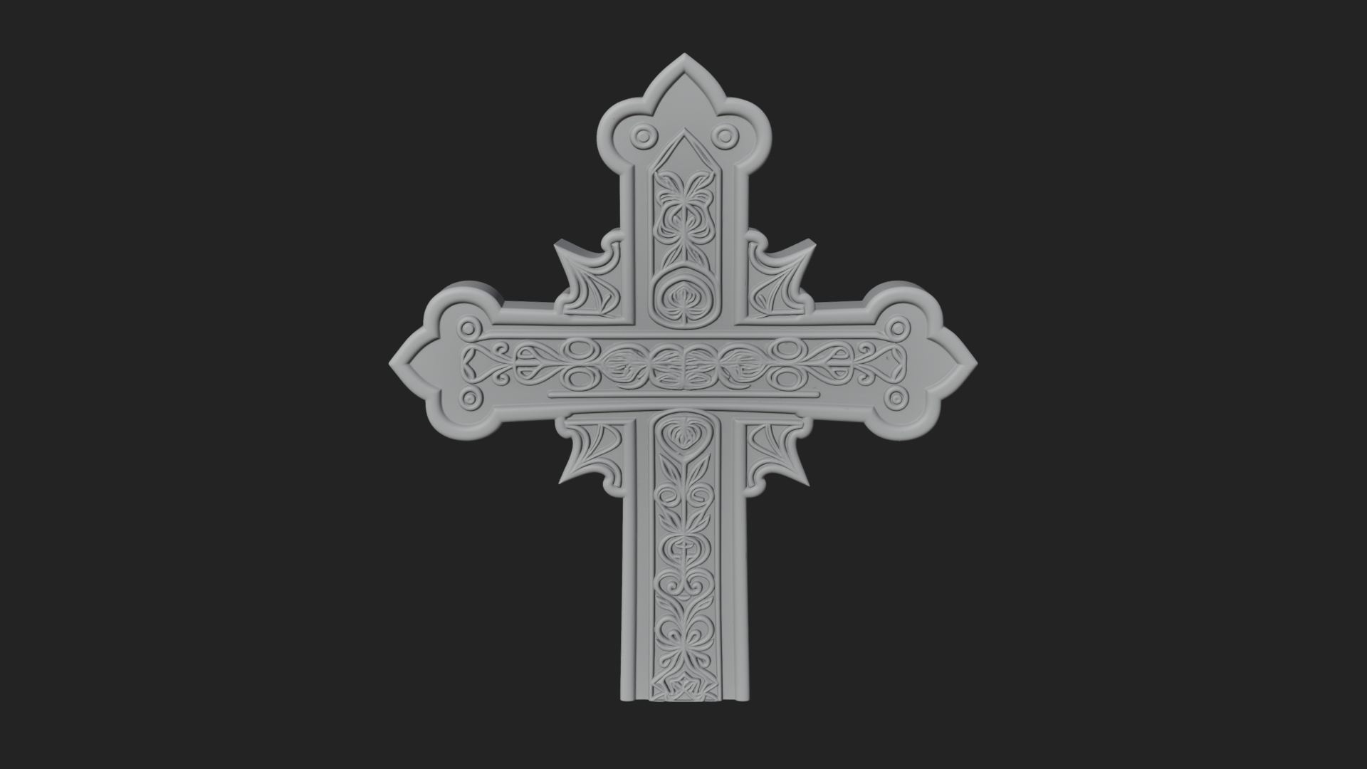 Carved Relief Wall Cross Design 126 3D Print Model 3D Model