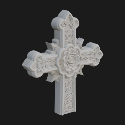 Carved Relief Wall Cross Design 126 3D Print Model