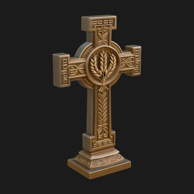 Carved Relief Wall Cross Design 128 3D Print Model