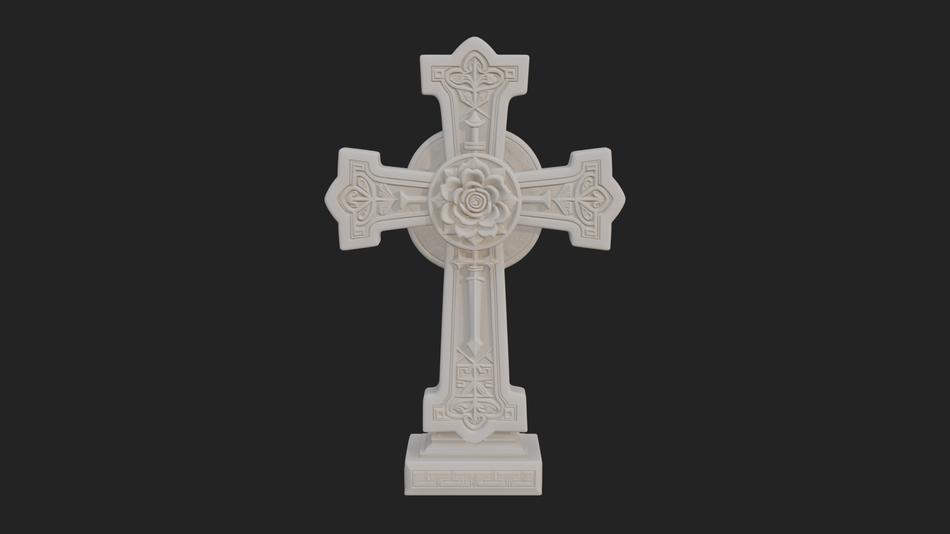 Carved Relief Wall Cross Design 129 3D Print Model 3D Model