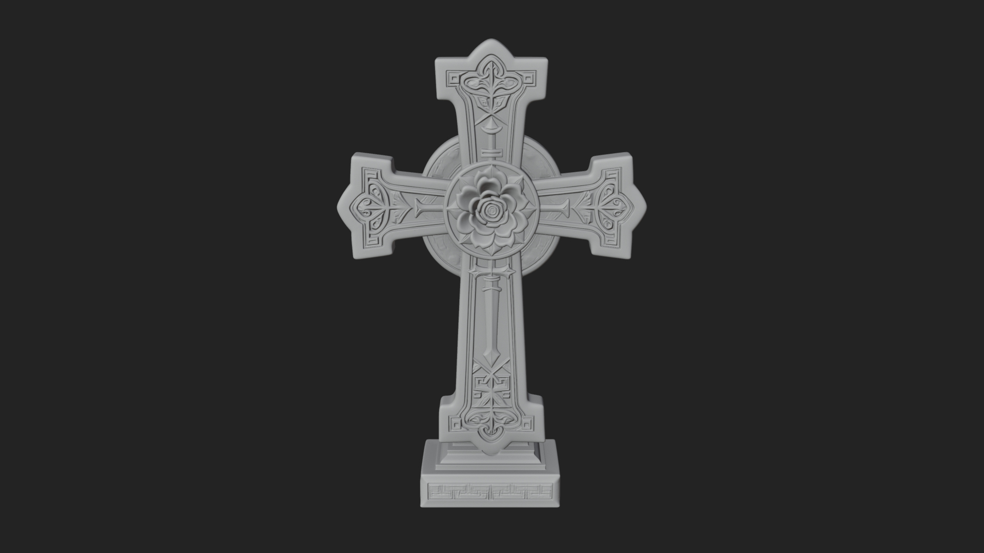 Carved Relief Wall Cross Design 129 3D Print Model 3D Model