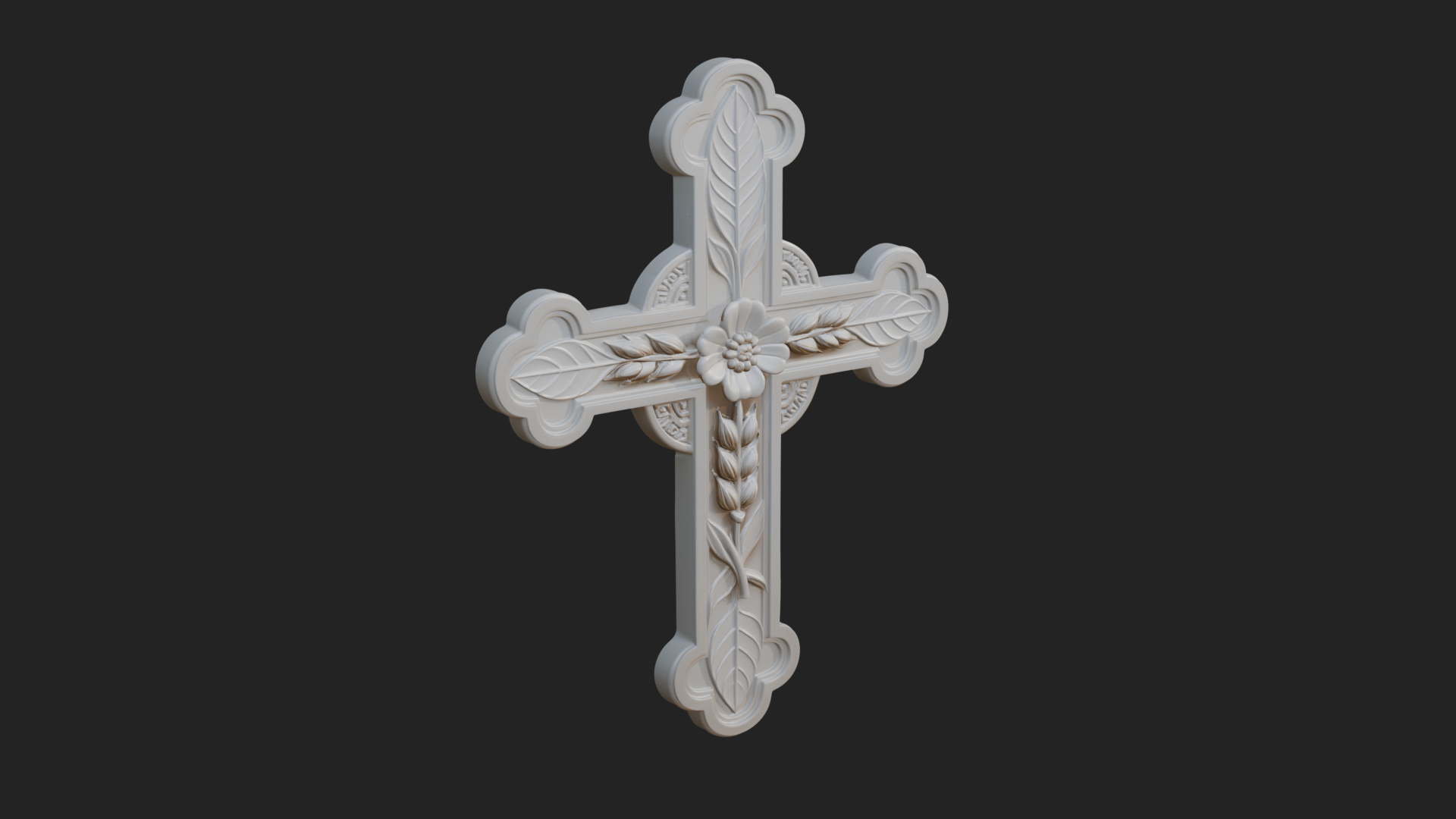 Carved Relief Wall Cross Design 13 3D Print Model 3D Model