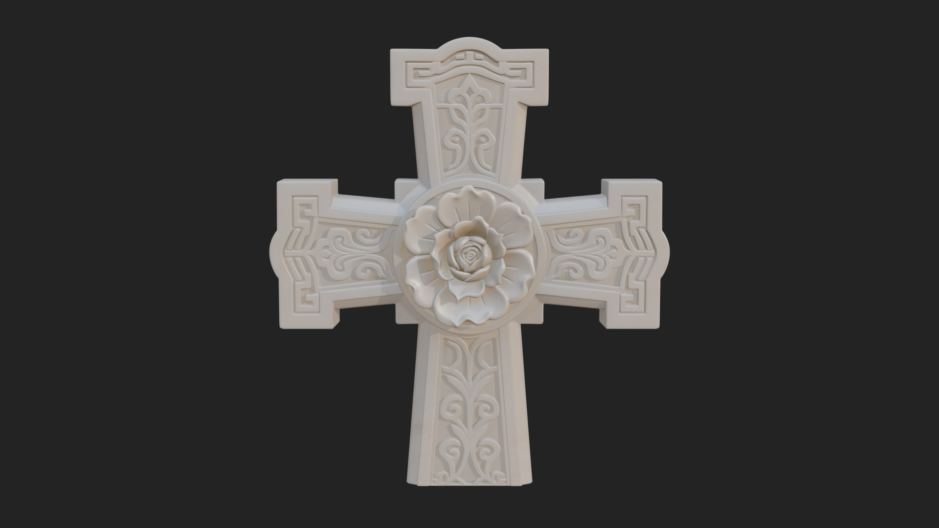 Carved Relief Wall Cross Design 131 3D Print Model 3D Model